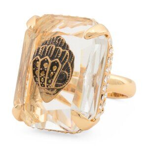 Kurt Geiger Gold and Clear Statement Ring